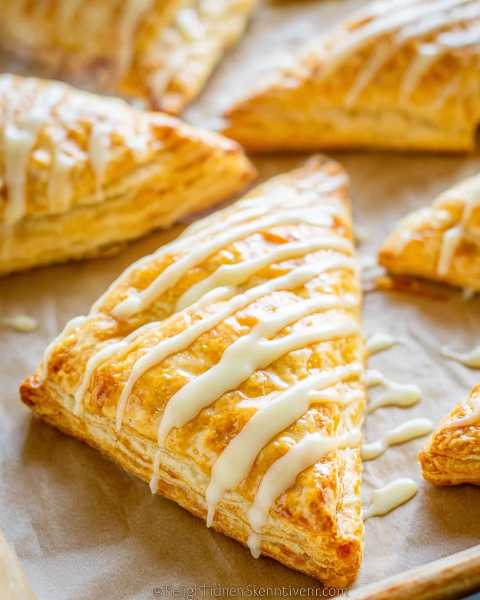 Baked from frozen pastries with icing glaze parchment