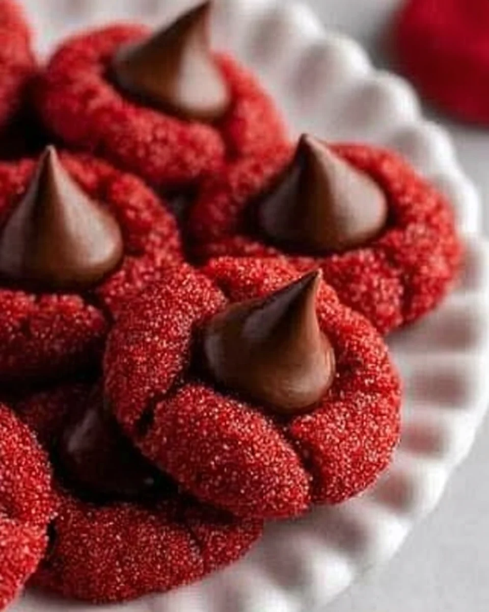 Hershey's red velvet blossoms on a plate