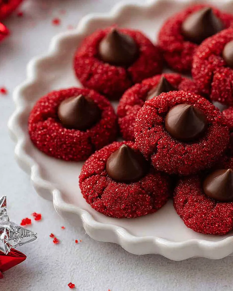 Hershey's red velvet blossoms on a plate