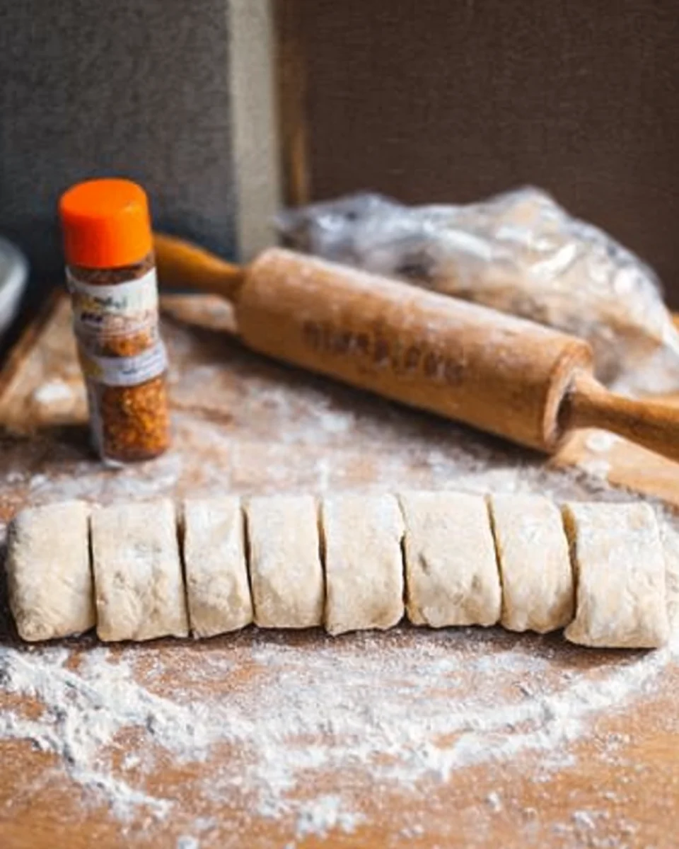Puff pastry rolled and sliced into pieces