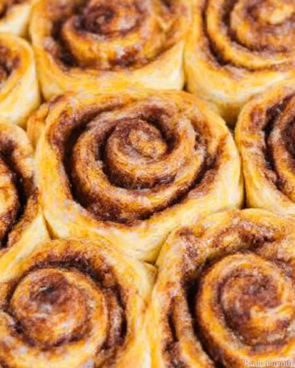 Top down view of puff pastry cinnamon buns