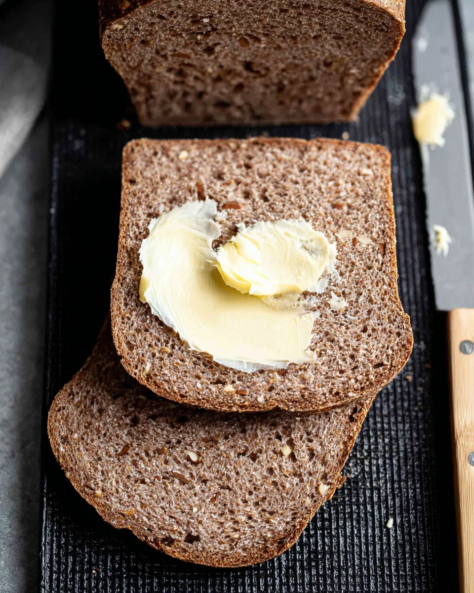Partially buttered slice of outback bread.