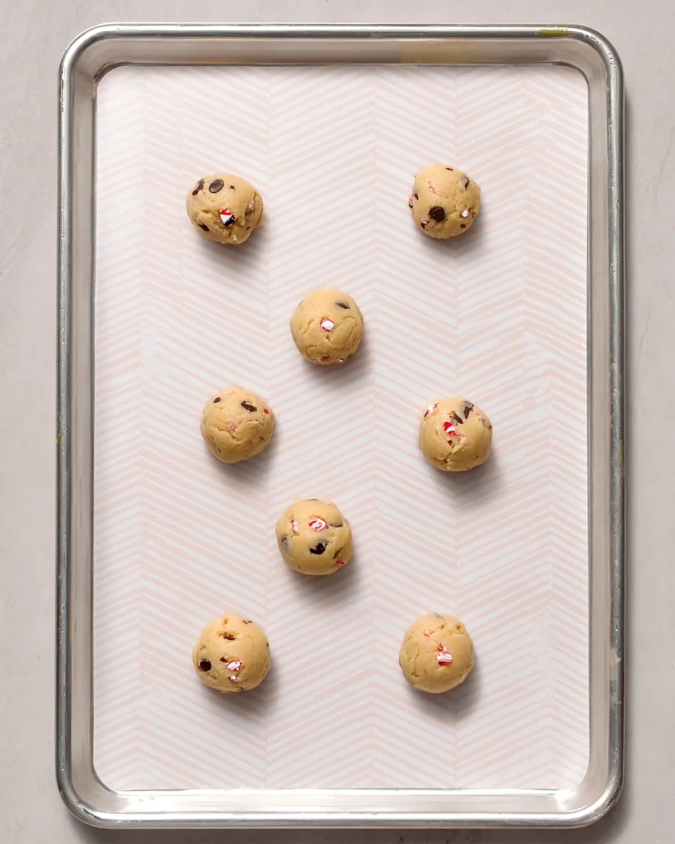 Rolled cookie dough on parchment lined pan.