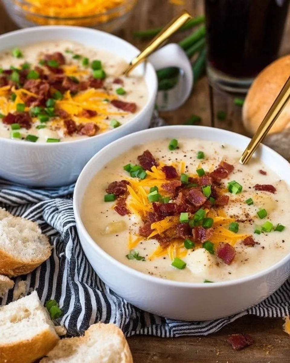 Two bowls of potato soup 
