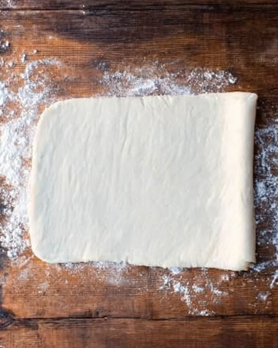 Rolled out puff pastry dough