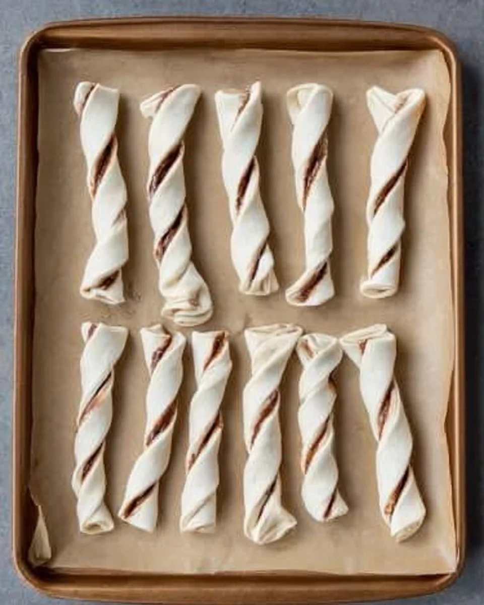 Twisted pastry dough with Nutella on the inside.