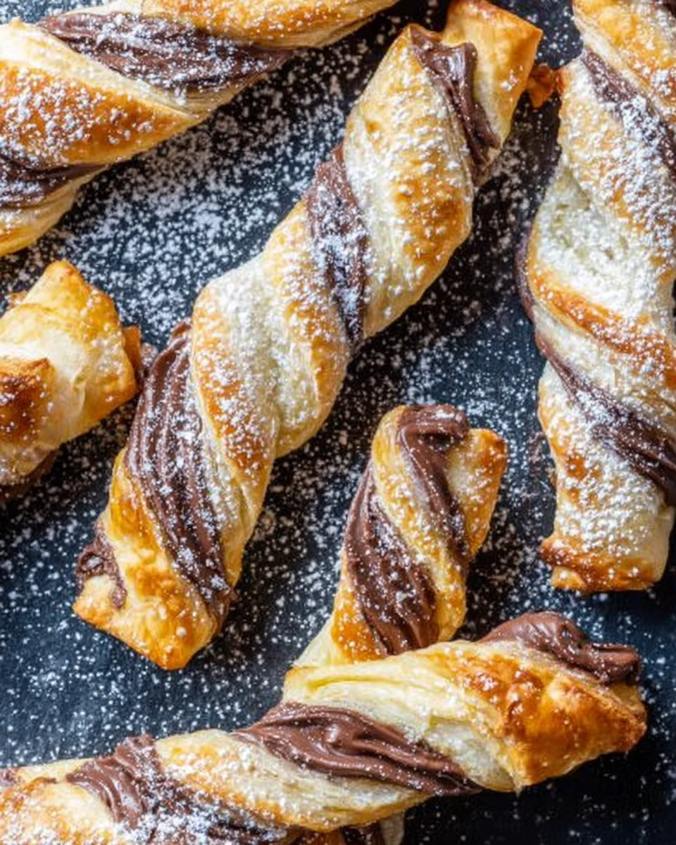 Puff Pastry Nutella Twists on a tray.