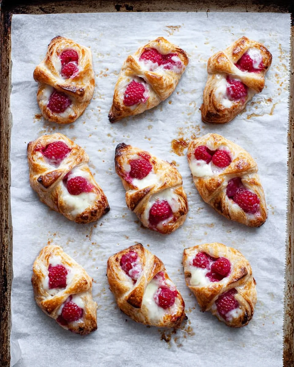 baked raspberry danishes on sheet pan