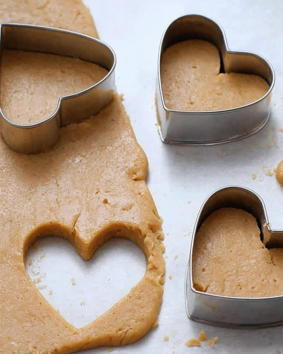 Peanut butter dought and heart shaped cookie cutter.