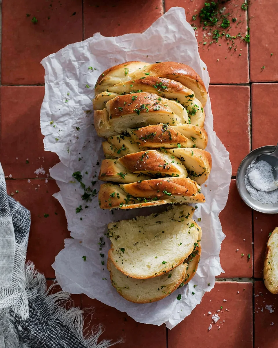 Sourdough-discard-garlic-pull-apart-bread-final-1.jpg Sourdough Discard Garlic Pull Apart Bread with a few slices pulled out.