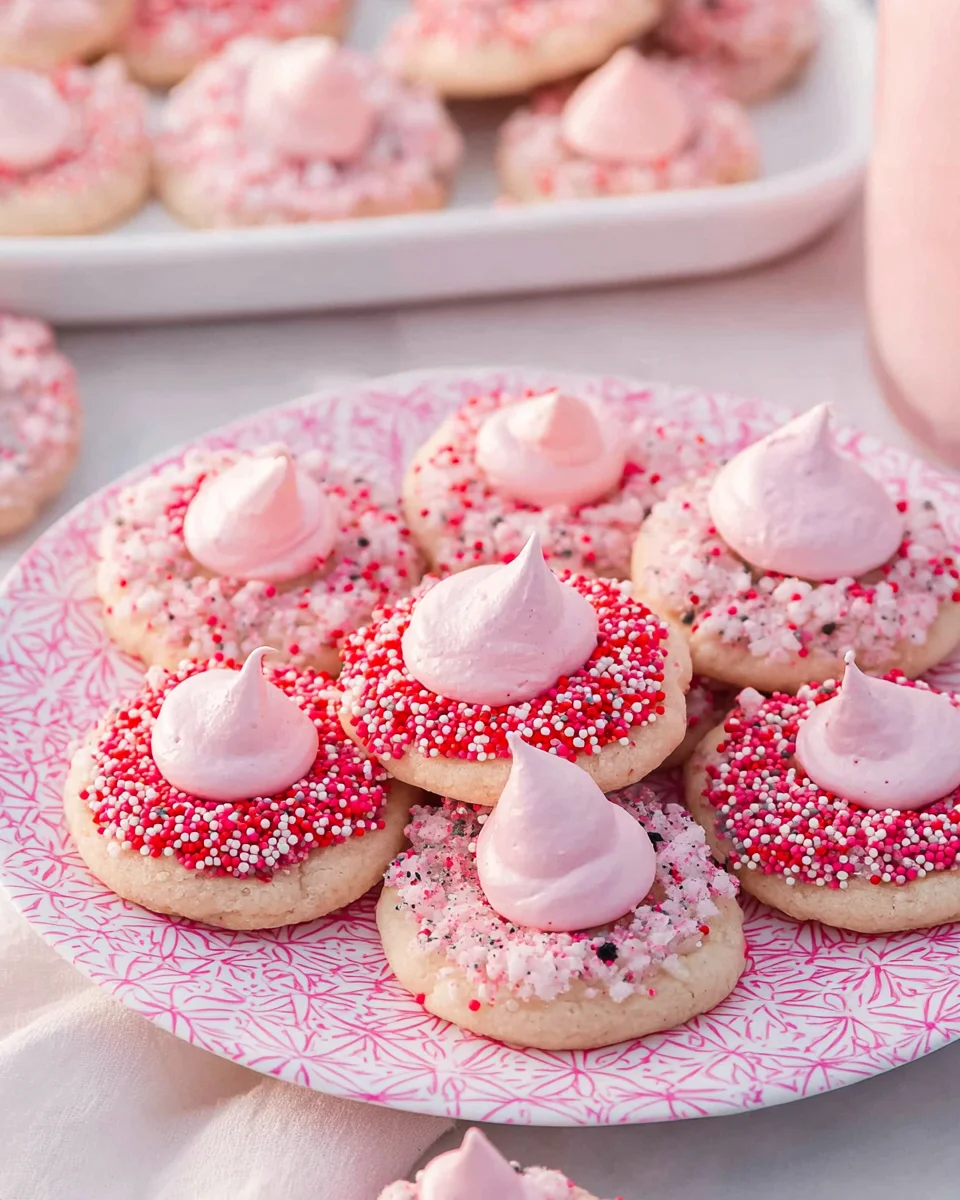 strawberry kiss cookies on a plate