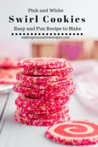 Close up of Pink and White Pinwheel Swirl Cookies
