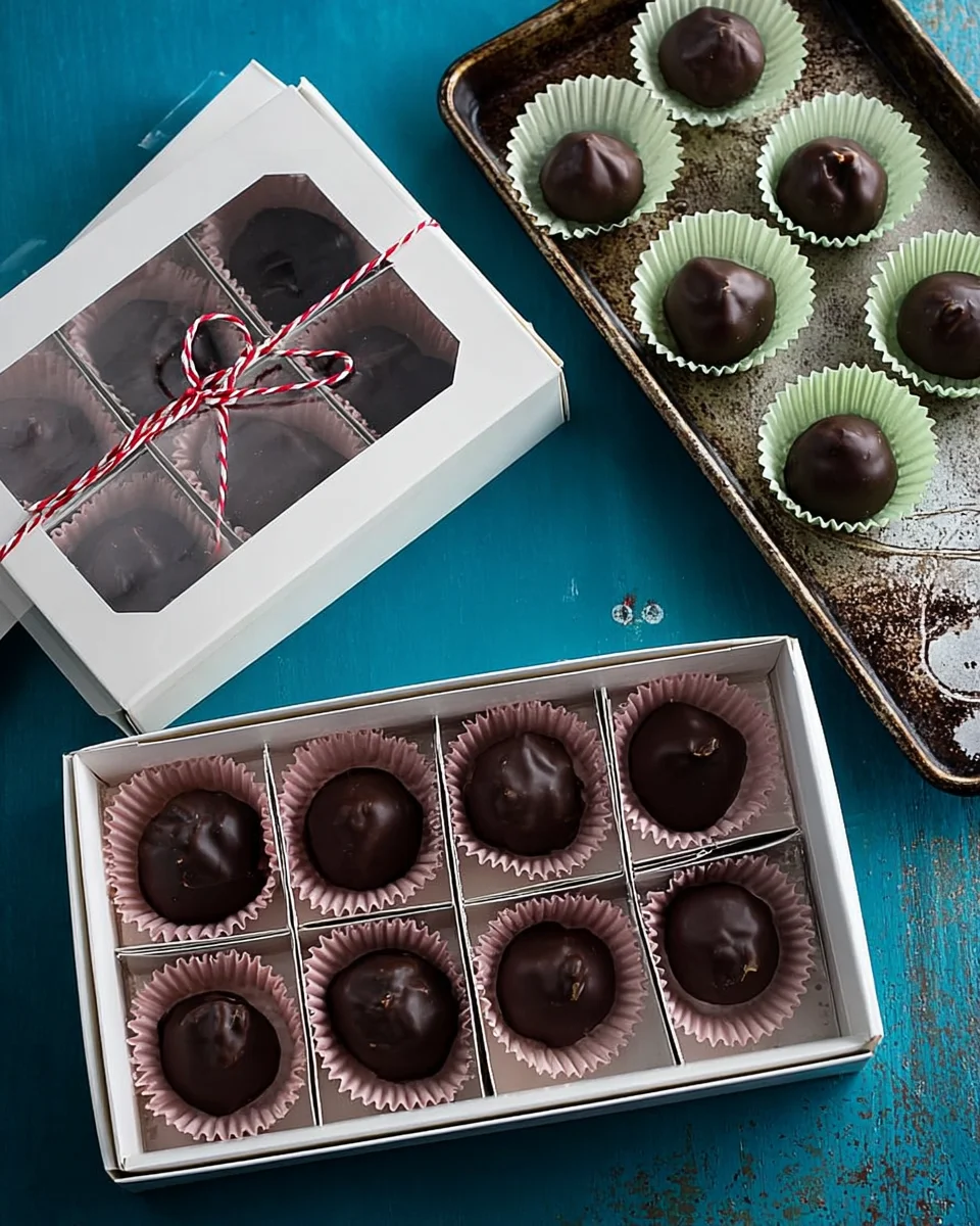 Boxed dipped chocolates.