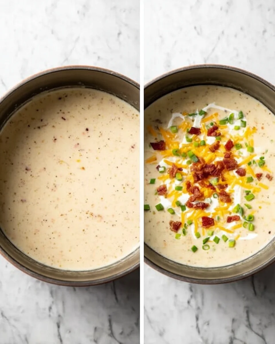 toppings baked potato soup with scallions and bacon