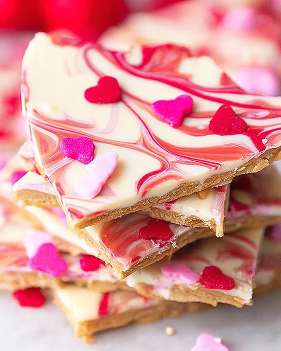 valentine's day crack made with toffee and saltine crackers in a stack
