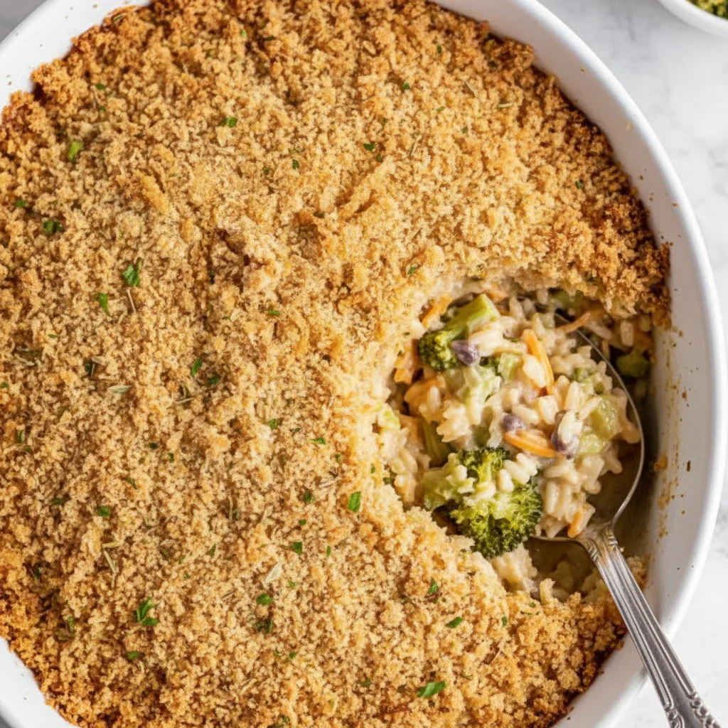 Close-up of a breaded baked dish with crispy crust and tender filling in a white bowl
