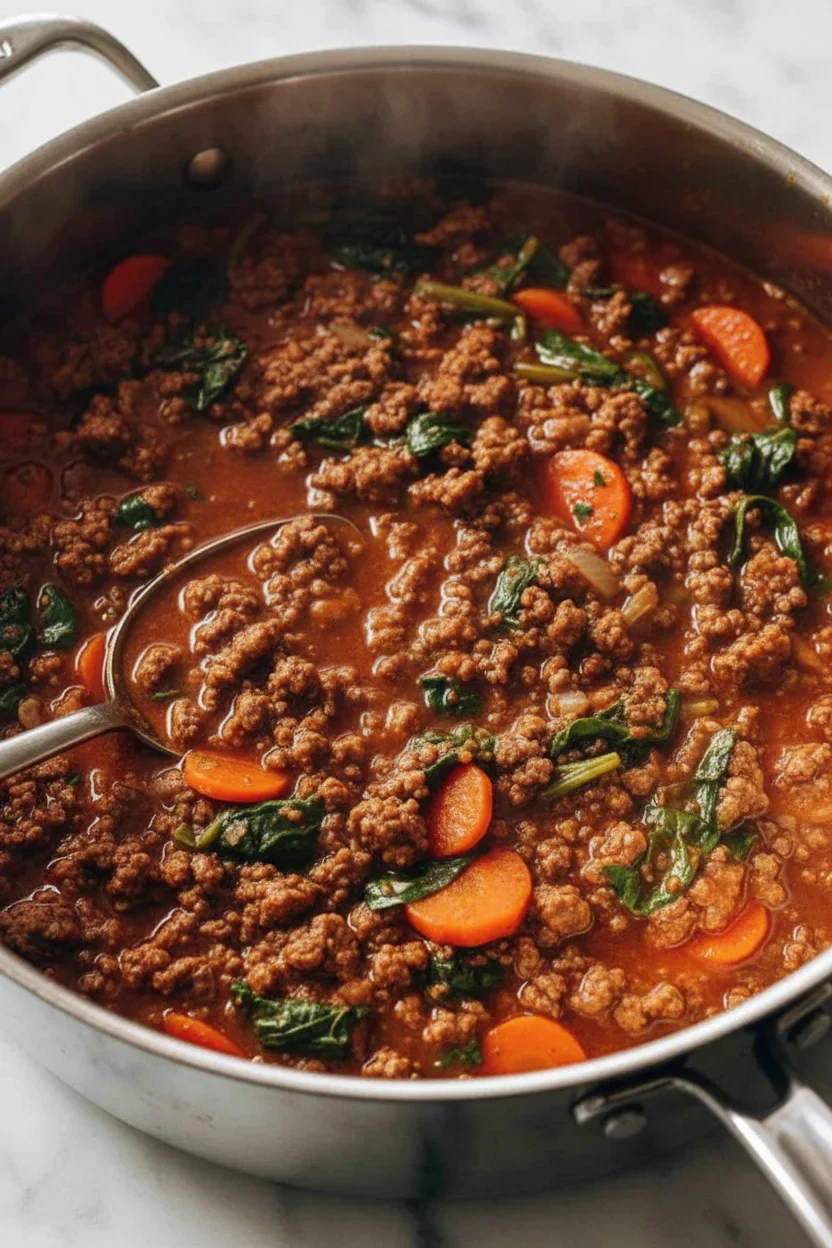 hirschmanna_httpss.mj_.runVGnbPHBXxl8_Side_view_stainless_stee_a5f2b236-e444-4e3d-bd40-912ec8fd1f79_1_3_11zon-683x1024.jpg Hearty beef and vegetable stew simmering in a stainless steel pot with carrots and greens.