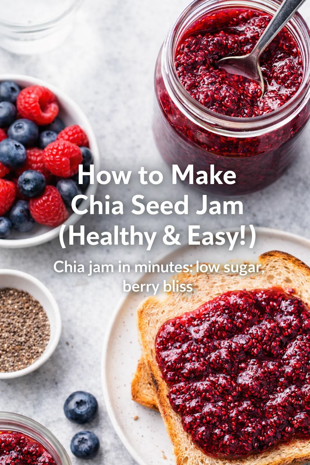 Pinterest-style image for How to Make Chia Seed Jam (Healthy & Easy!) with centered text overlay