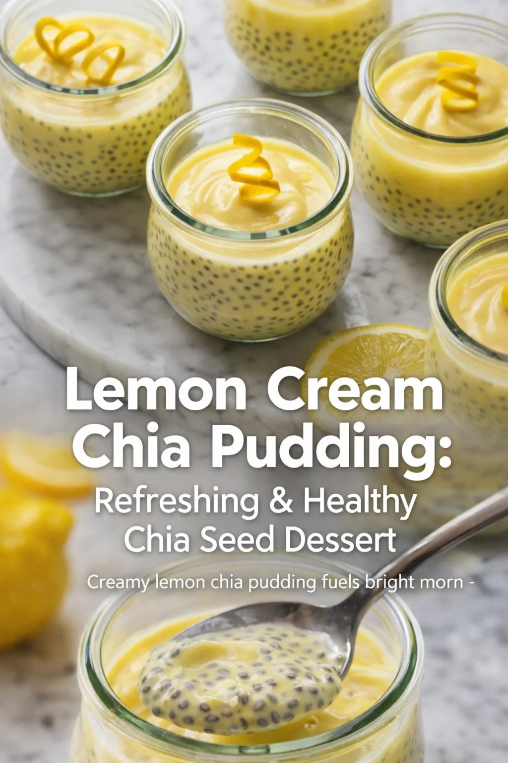 Pinterest-style image for Lemon Cream Chia Pudding: Refreshing & Healthy Chia Seed Dessert with centered text overlay