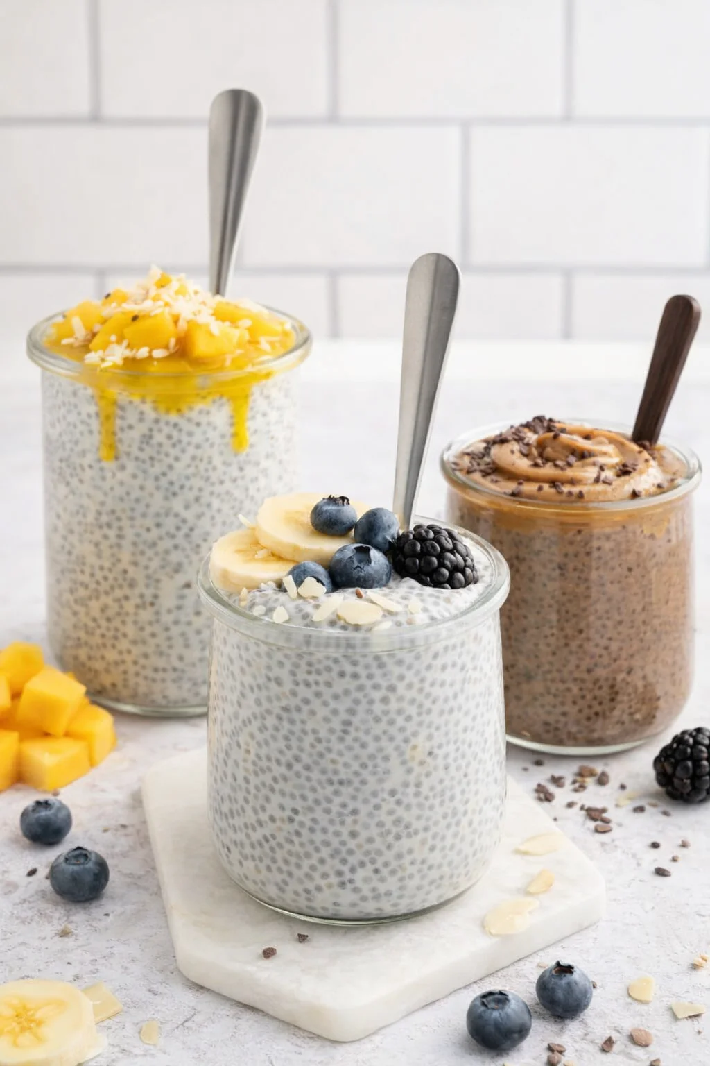 variations-placeholder.png Variation ideas for Vanilla Chia Pudding shown in a styled layout