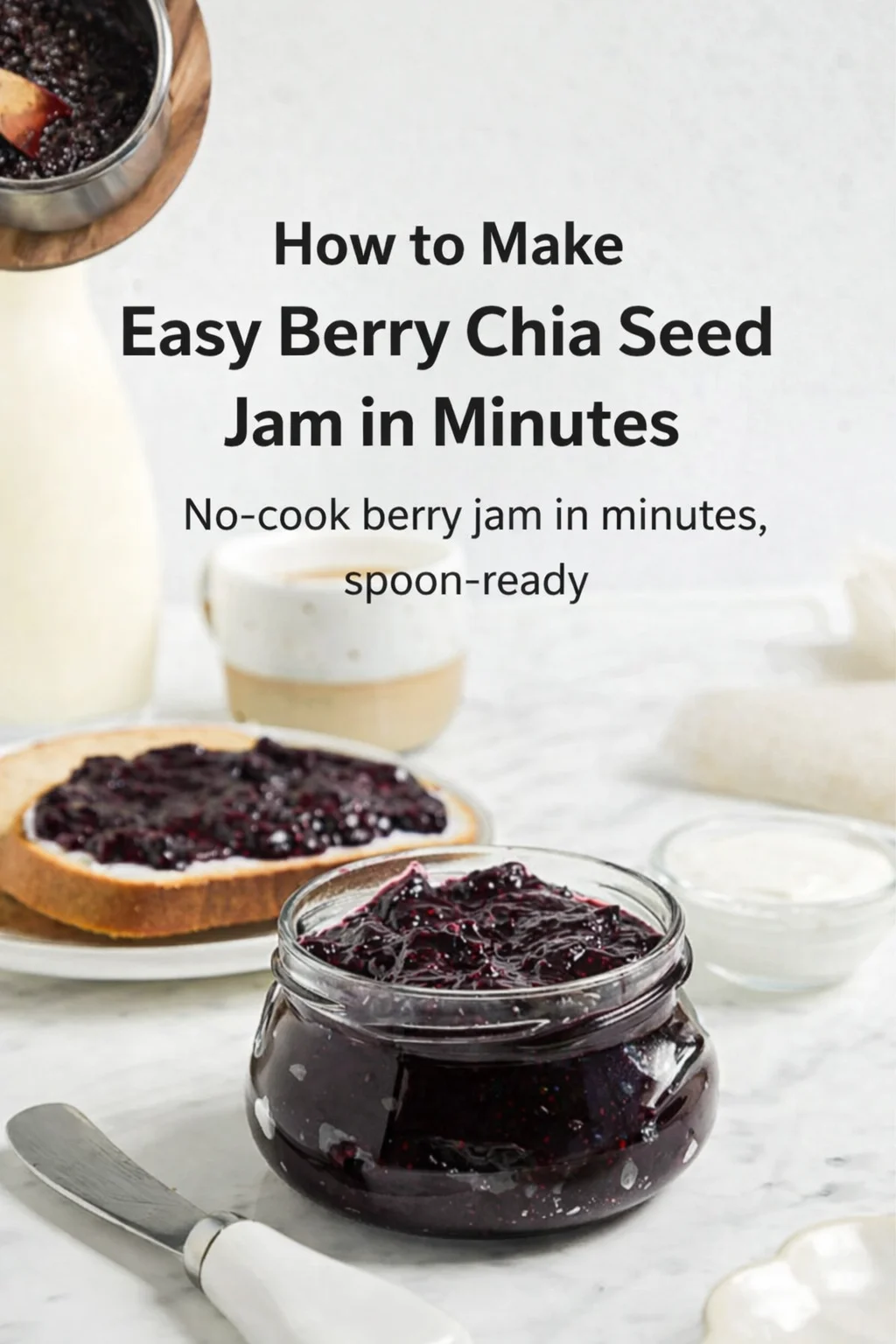 Pinterest-style image for How to Make Easy Berry Chia Seed Jam in Minutes with centered text overlay