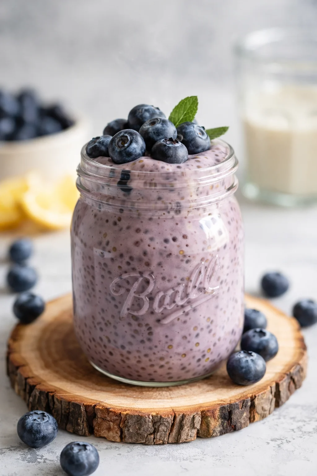 Final plated 5-Ingredient Blueberry Chia Protein Pudding (No-Bake & Low Sugar) served as a hero shot