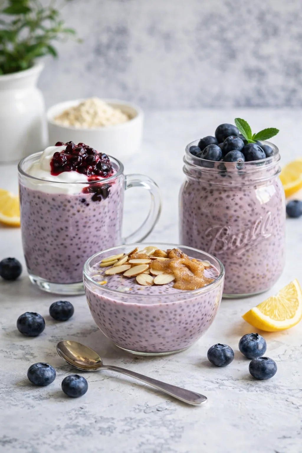 Variation ideas for 5-Ingredient Blueberry Chia Protein Pudding (No-Bake & Low Sugar) shown in a styled layout