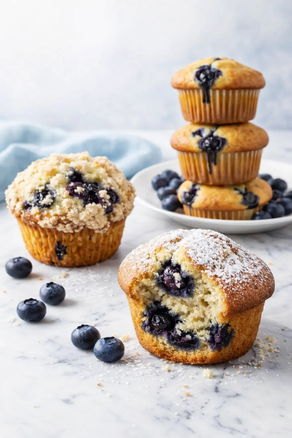 Variation ideas for Moist Blueberry Muffins shown in a styled layout