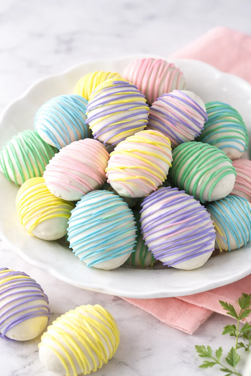 intro_final_dish-placeholder.png Final plated Easter Egg Oreo Cookie Balls served as a hero shot