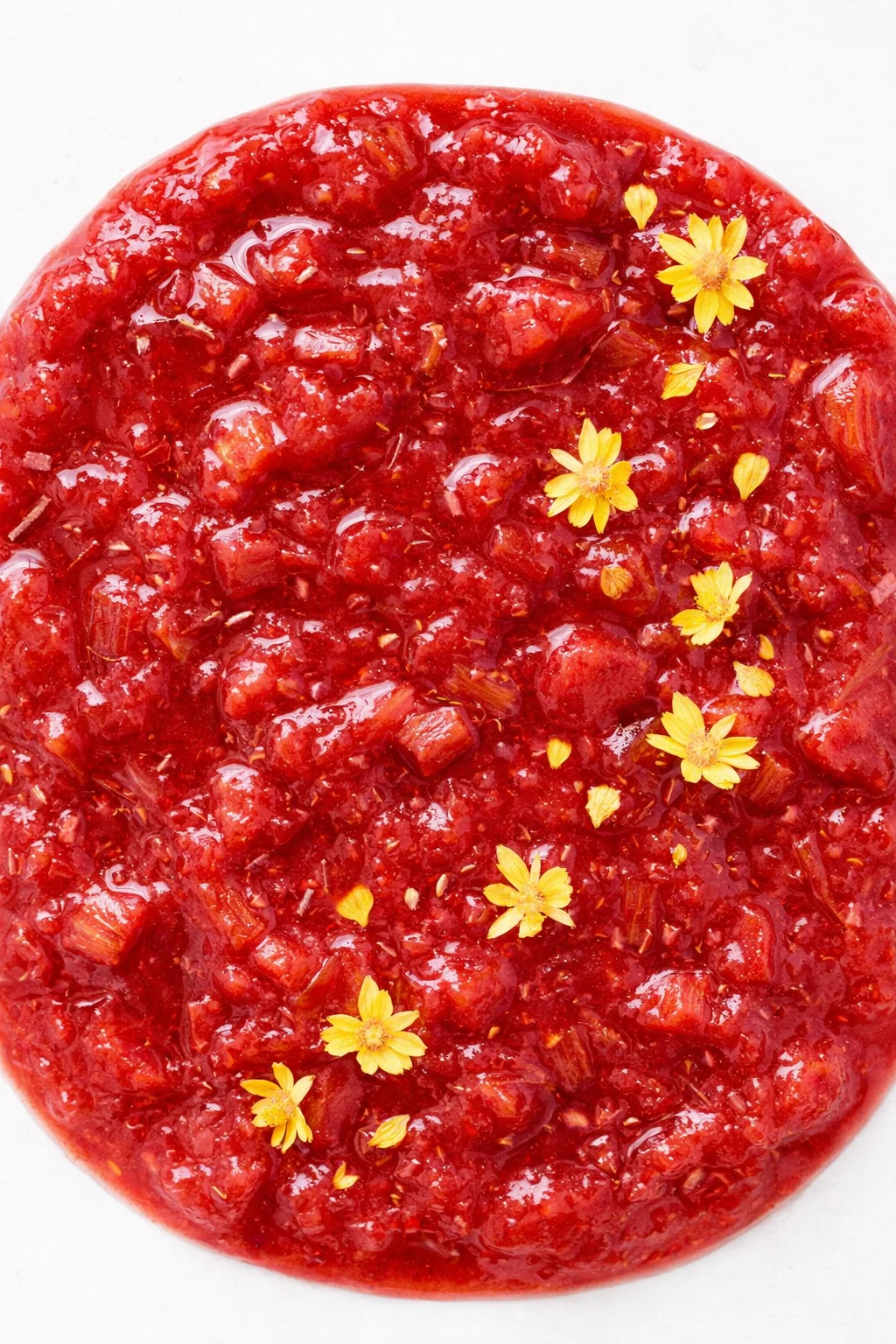 Straight-down overhead view of Rhubarb Jam - No Pectin