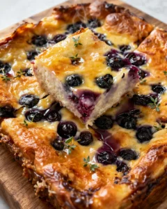 Final plated High-Protein Blueberry Cottage Cheese Breakfast Bake: Your New Morning Game-Changer - DessertDaily served as a hero shot