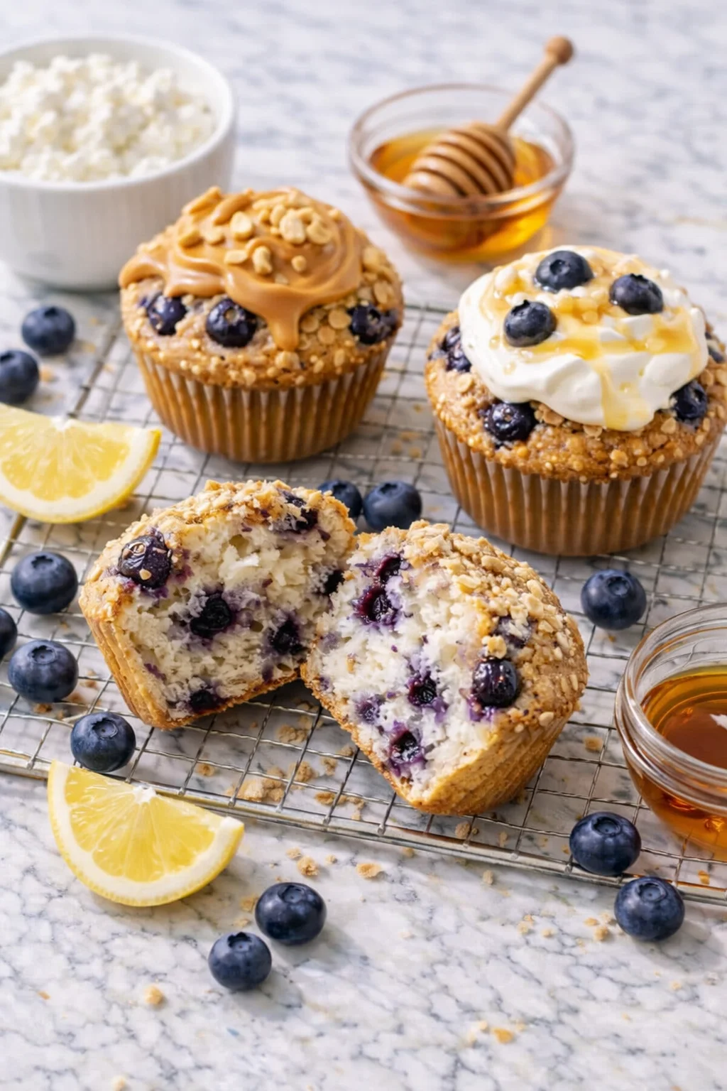 Variation ideas for Cottage Cheese Blueberry Muffins (High Protein) - SipNFeel shown in a styled layout