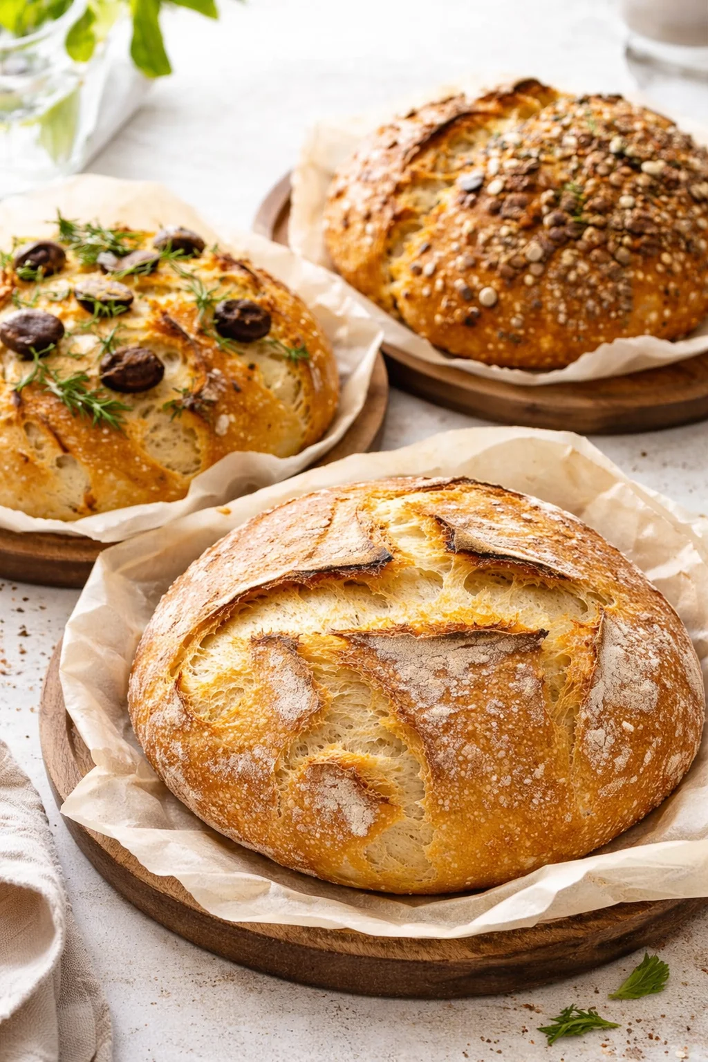 Variation ideas for No Knead Artisan Yeast Bread | Recipe Teach shown in a styled layout