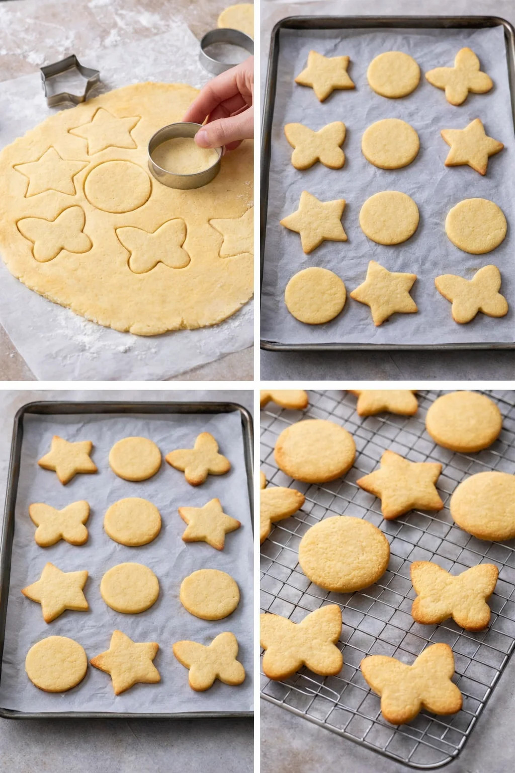 step-process-placeholder-9-12.png Round biscuit cutouts neatly arranged on parchment-lined tray, ready for baking.