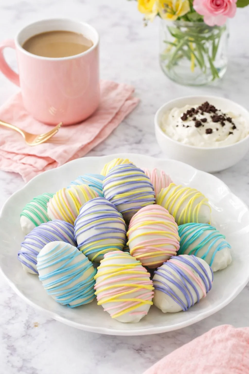 closing_final_dish-placeholder.png Alternative angle of Easter Egg Oreo Cookie Balls served with a pairing