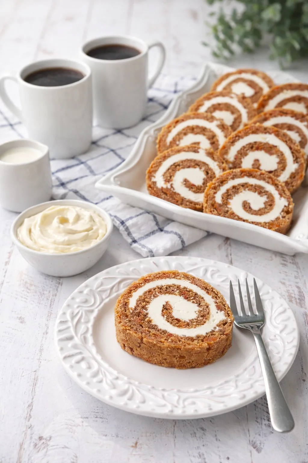 Alternative angle of Carrot Cake Roll | Dessert Now Dinner Later served with a pairing