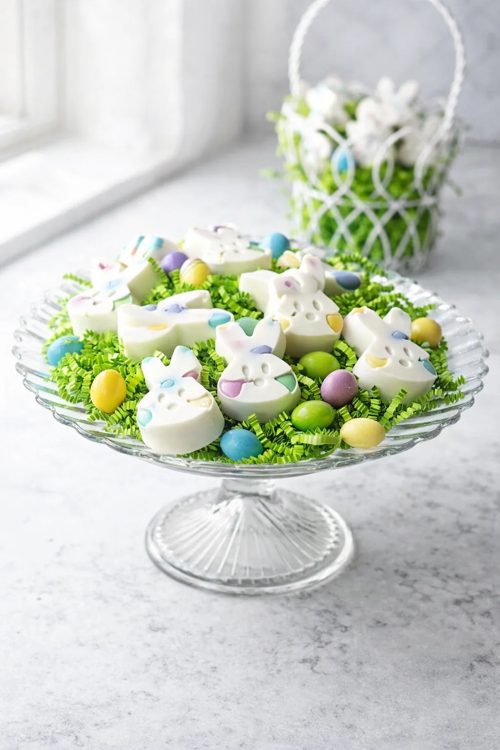 Final plated Easter Bunny Bark served as a hero shot