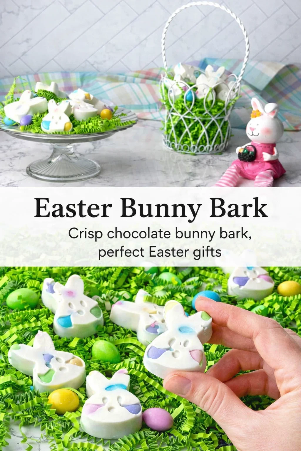 Pinterest-style image for Easter Bunny Bark with centered text overlay