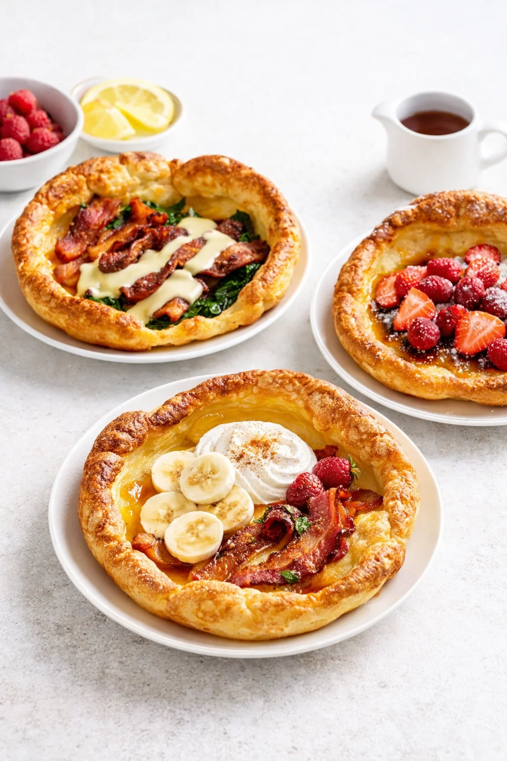 Variation ideas for Easy German Pancakes shown in a styled layout