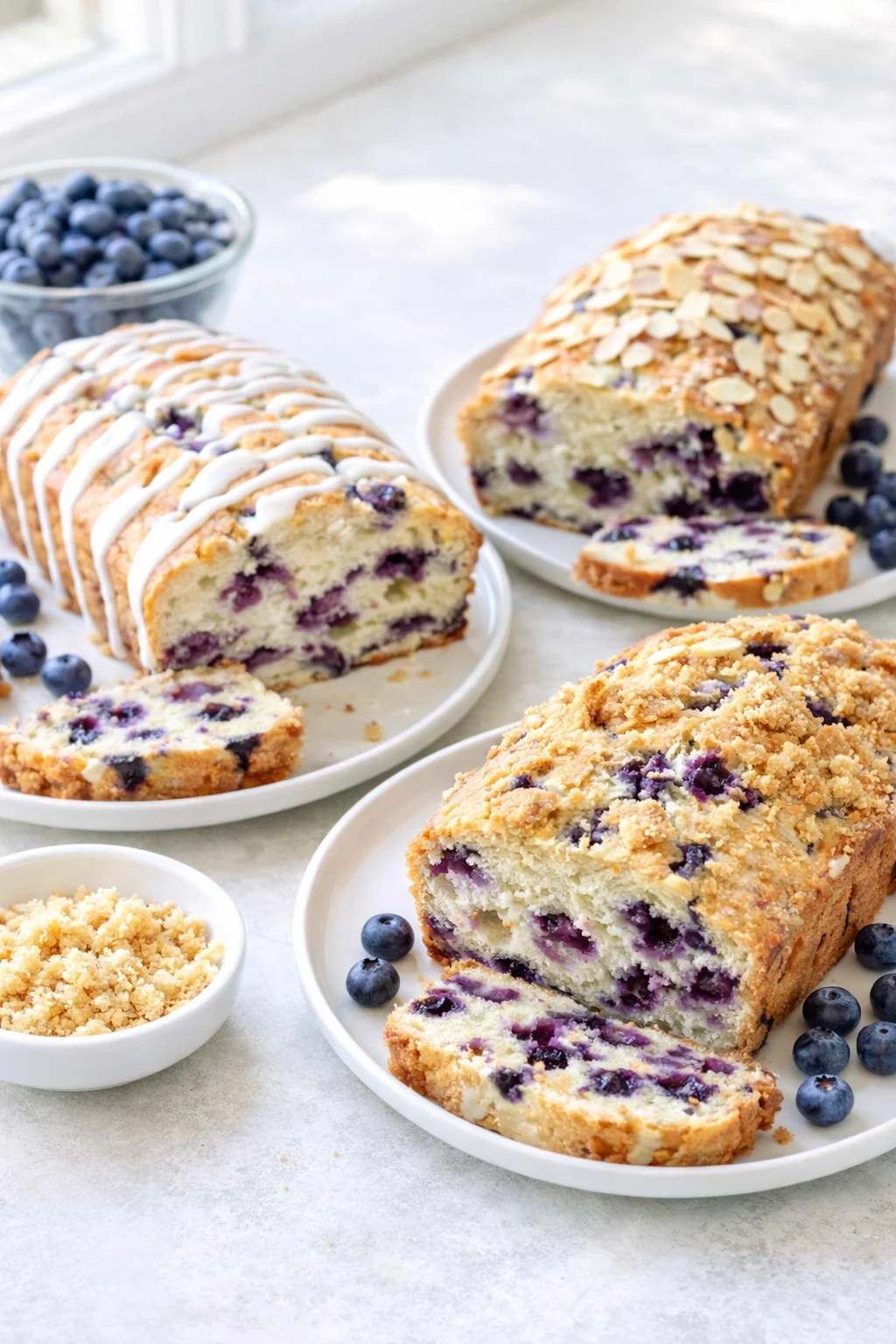 Variation ideas for Blueberry Cream Cheese Bread shown in a styled layout