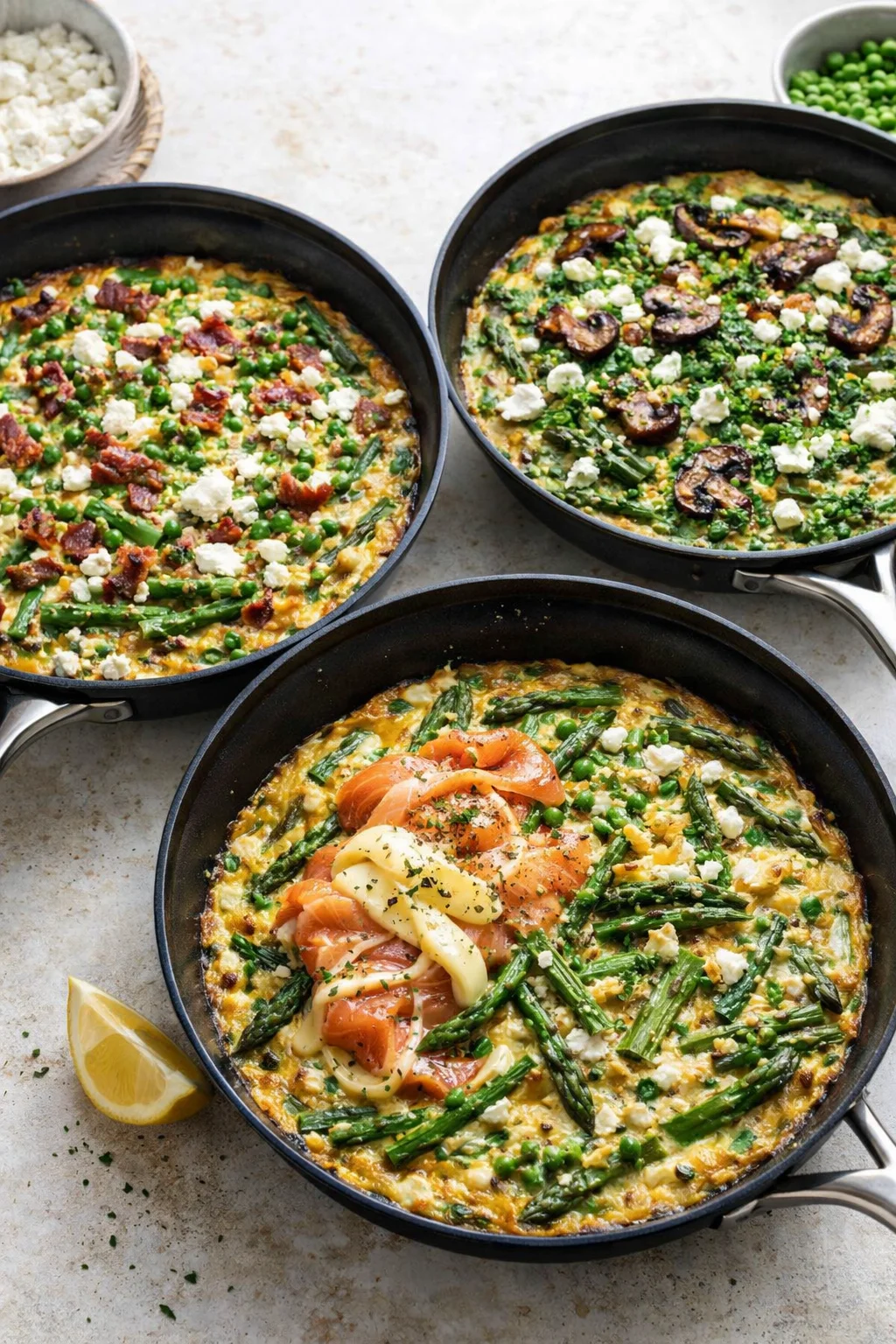 Variation ideas for Asparagus Frittata shown in a styled layout
