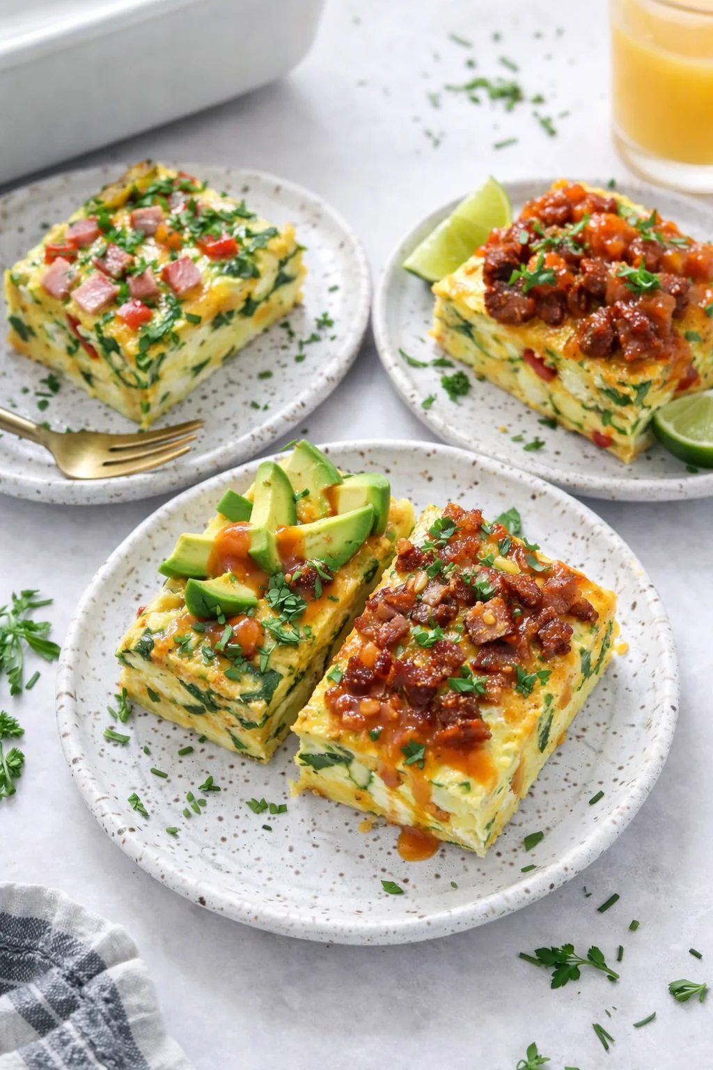 Variation ideas for Easy High-Protein Cottage Cheese Egg Bake shown in a styled layout