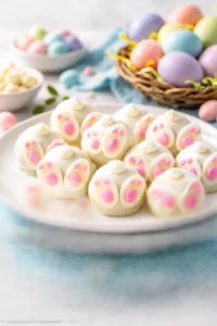 Final plated Bunny Oreo Balls served as a hero shot