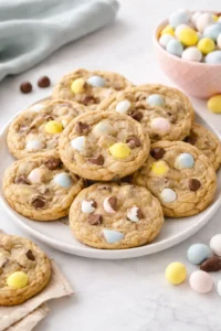 Final plated Cadbury Egg Cookies served as a hero shot