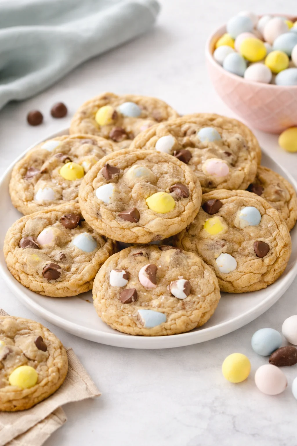Final plated Cadbury Egg Cookies served as a hero shot
