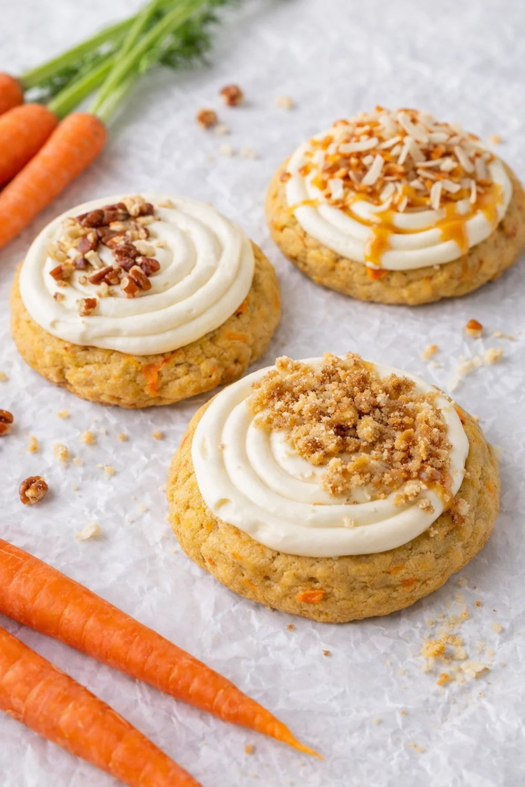 Variation ideas for Spiced Crumbl Carrot Cake Cookies copycat recipe shown in a styled layout