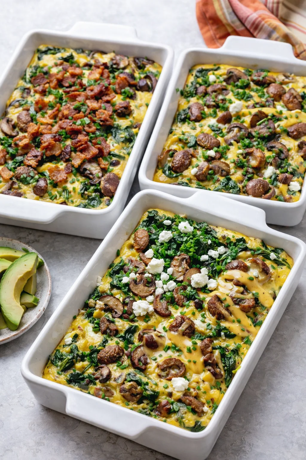Variation ideas for Spinach Mushroom Breakfast Casserole shown in a styled layout
