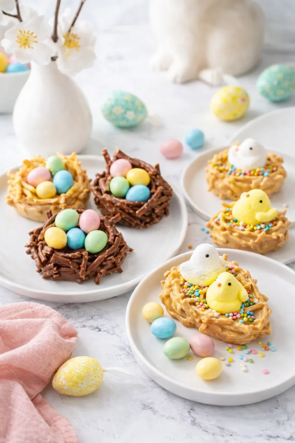 Variation ideas for Easter Egg Peanut Butter Haystacks | A festive, no-bake, Easter treat! shown in a styled layout