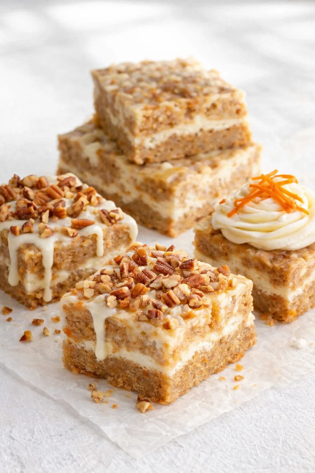 Variation ideas for Carrot Cake Bars shown in a styled layout