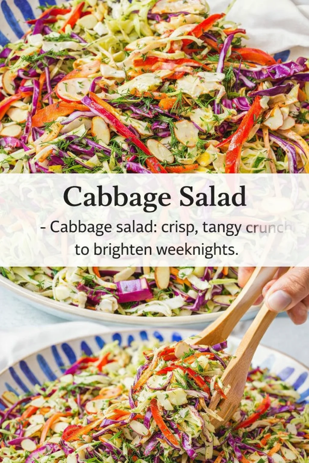 Pinterest-style image for Cabbage Salad with centered text overlay